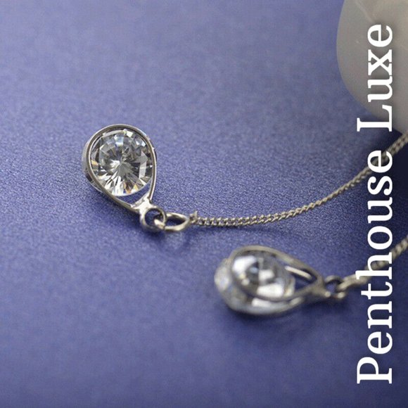 Long Drop Chain Threader Earrings - Picture 2 of 6